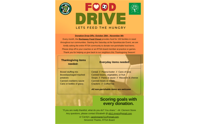 ANNOUNCING RTSA’s THANKSGIVING FOOD DRIVE 